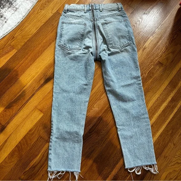REVICE Denim Blue Ankle Cropped Jeans with Distressed Hem Size 26 Made in USA - Picture 12 of 16